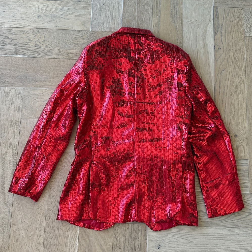 Vibrant Red Sequin Blazer - Picture 7 of 8